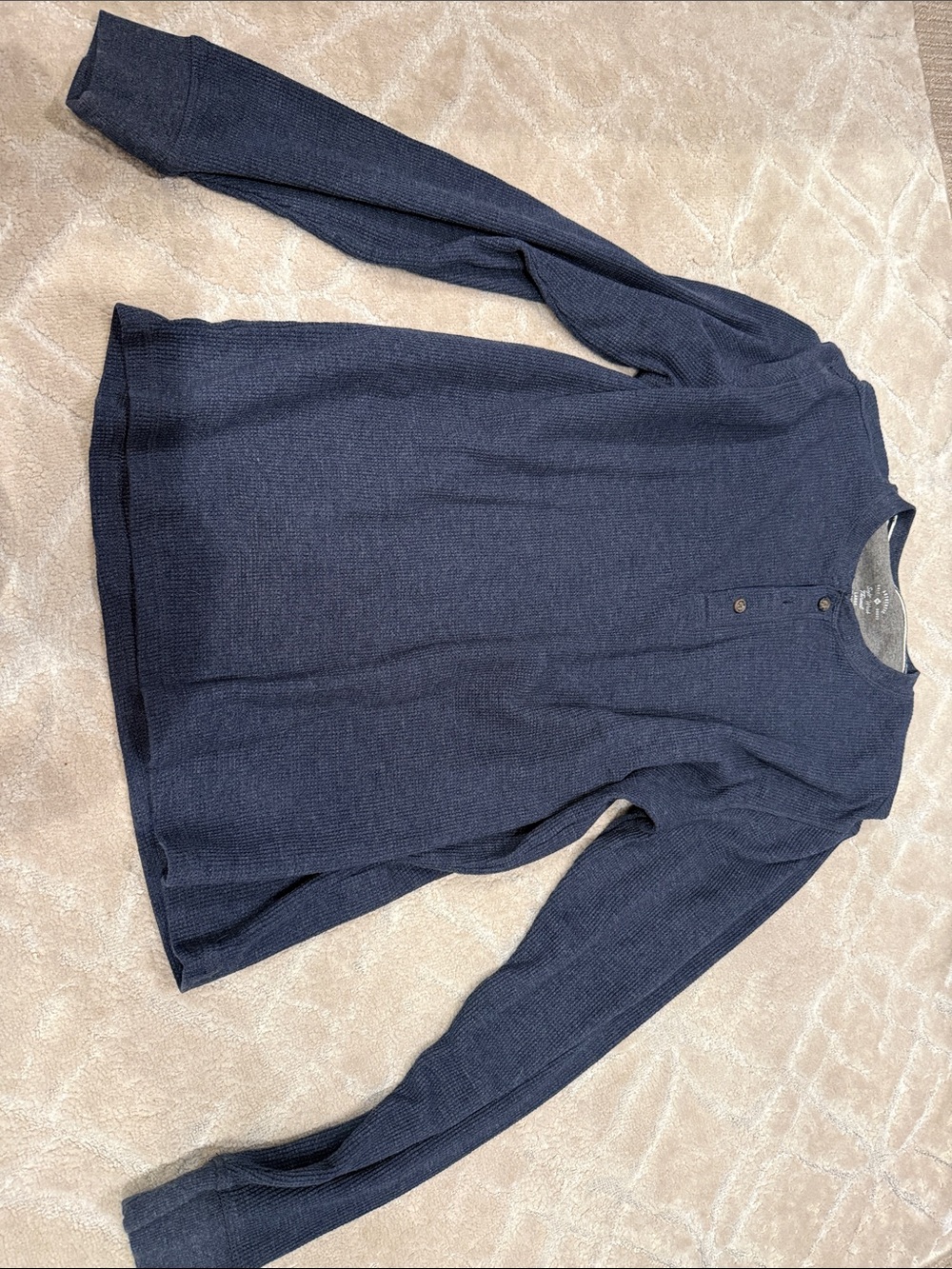 Classic Navy Long Sleeve Henley Shirt - Men